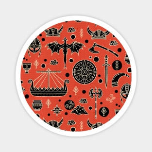 Viking Nordic Pattern for Children on Red Magnet